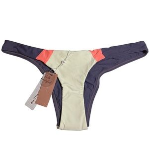 NWT Pilyq Color Block Teeny Ruched Back Bikini Bottom Sz. L
